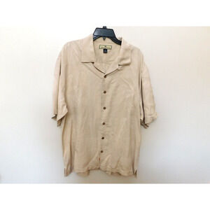 Tommy Bahama Beige Casual Short Sleeve Button Up Shirt - Size XL